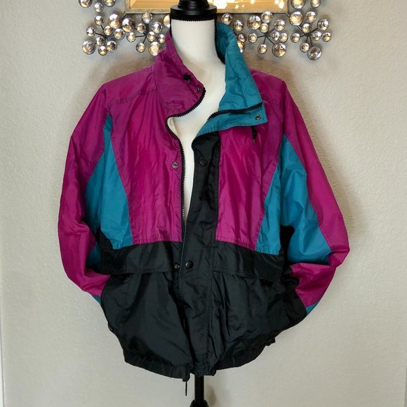 Super 90s Purple and Black Windbreaker Jacket -‎ Size Unisex Medium - Picture 3 of 11